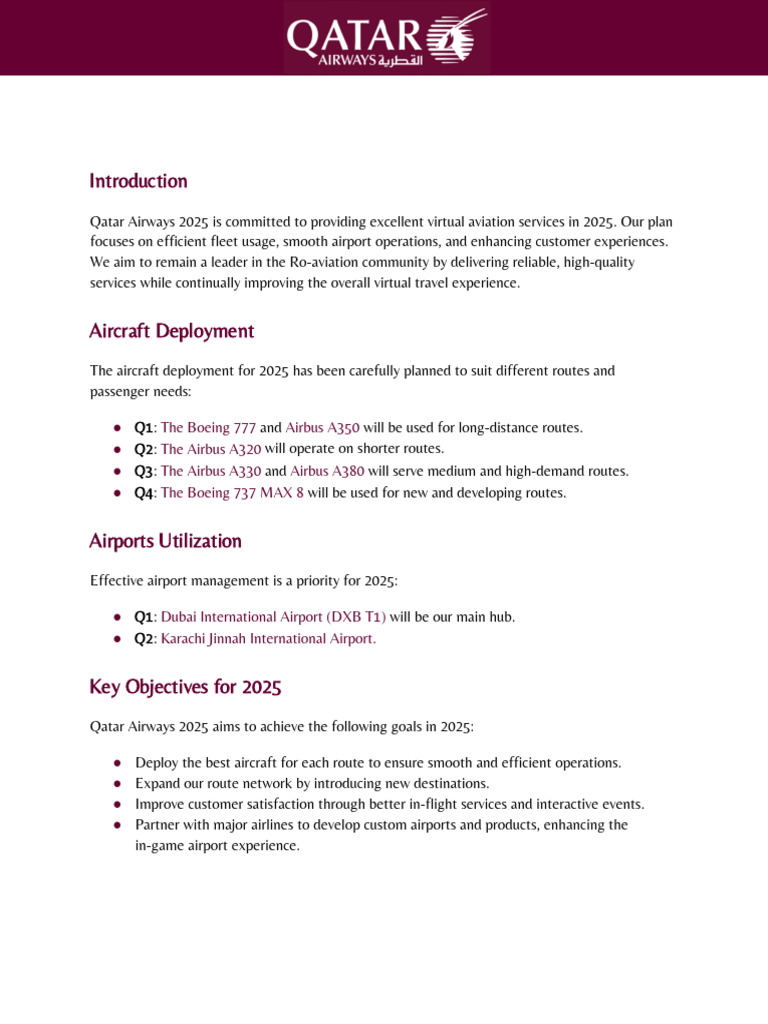 Qatar Airways Operations 2025 PDF Airport Airlines