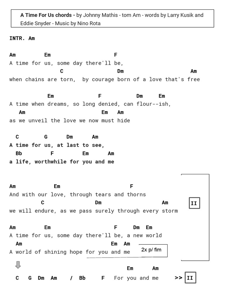 A Time For Us Chords and Lyrics | PDF