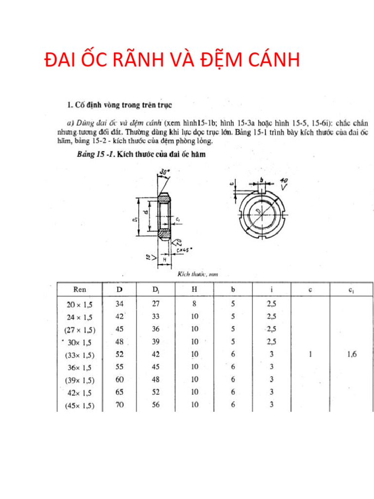 Đai Ốc Rãnh Và Đệm Cánh PDF | PDF