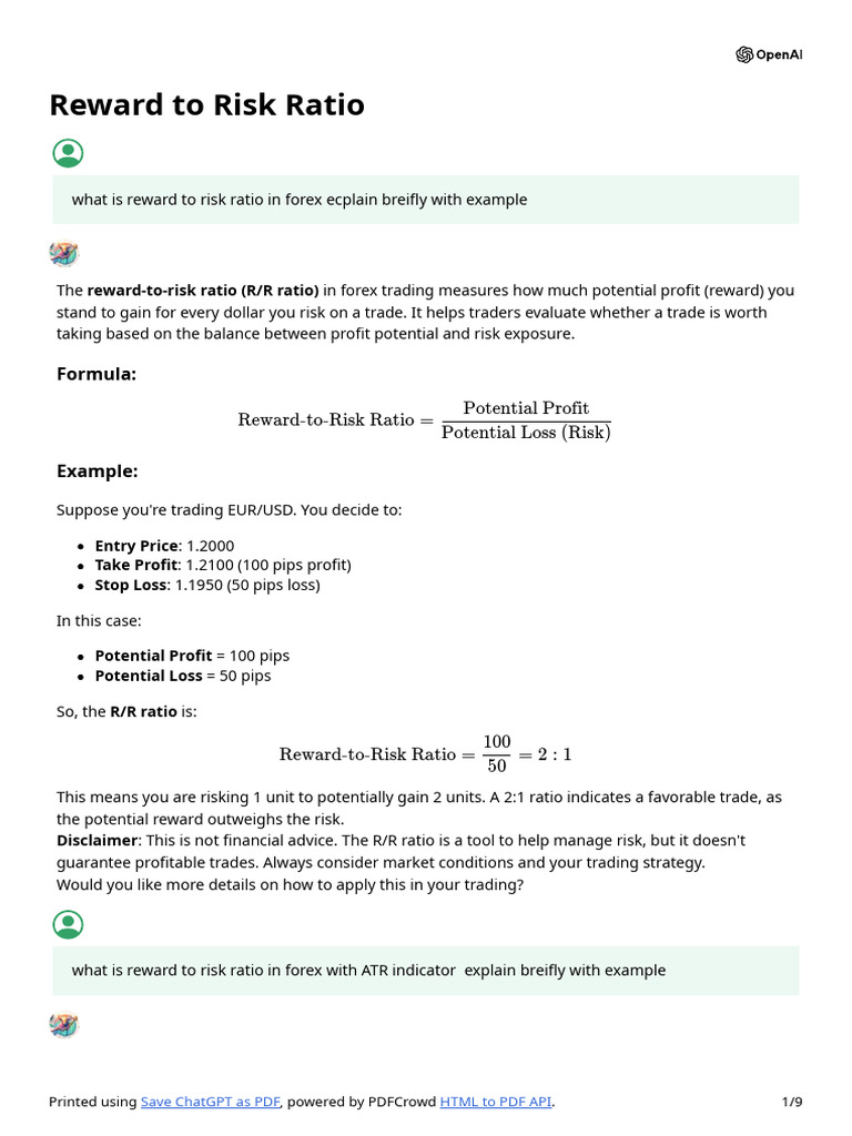 Reward-to-Risk Ratio in Forex Trading | PDF | Market Trend | Moving Average