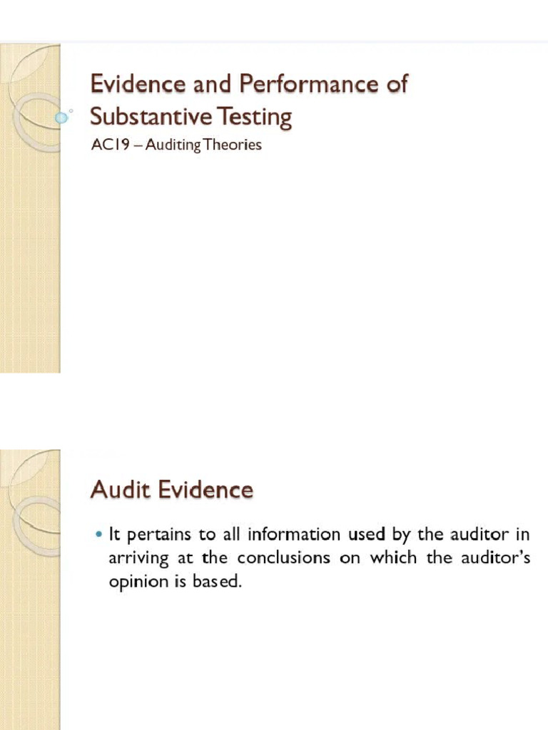 Substantive Testing in Auditing Explained | PDF