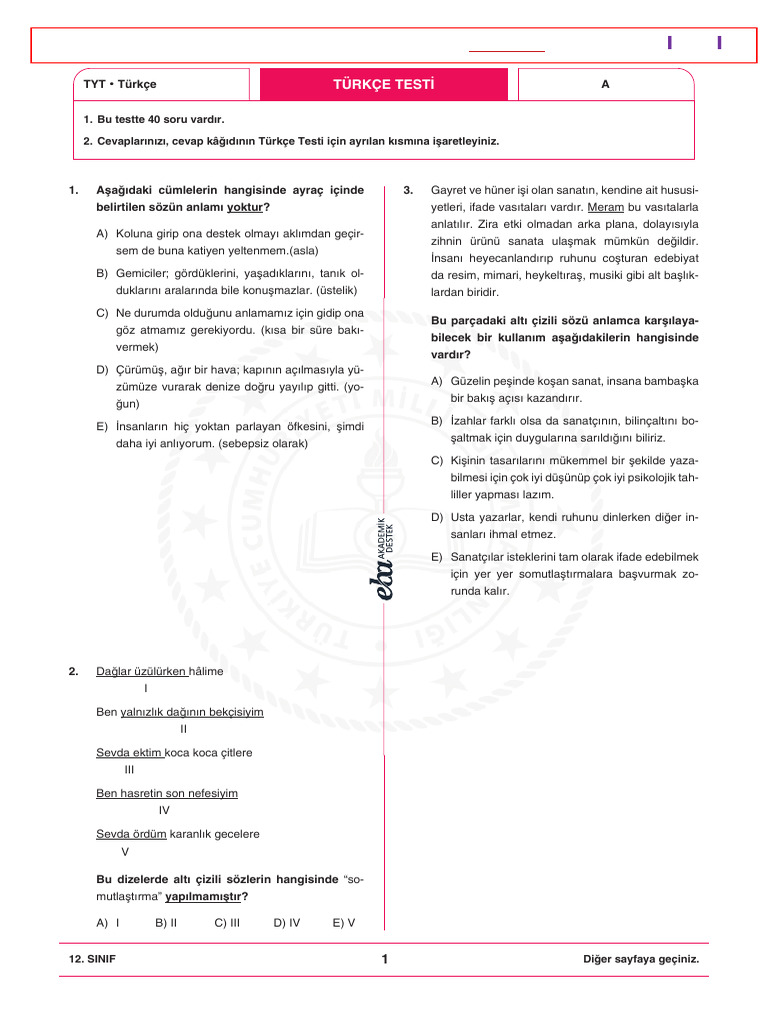 1 15 Ekim 2021 TYT 1 Eba | PDF