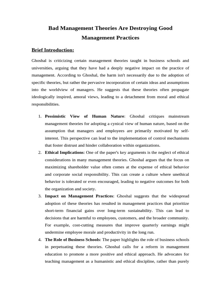 Rethinking Management Theories | PDF | Corporate Social Responsibility ...