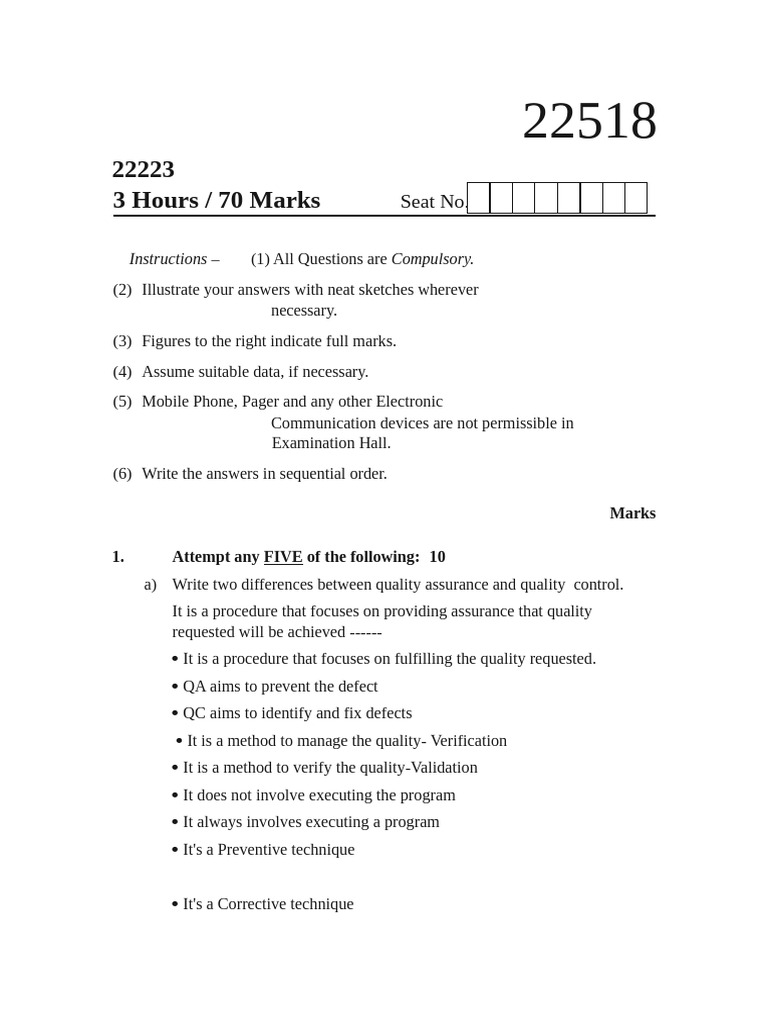 STE Model Answer Paper Summer 2023 | PDF | Software Testing | Software Bug