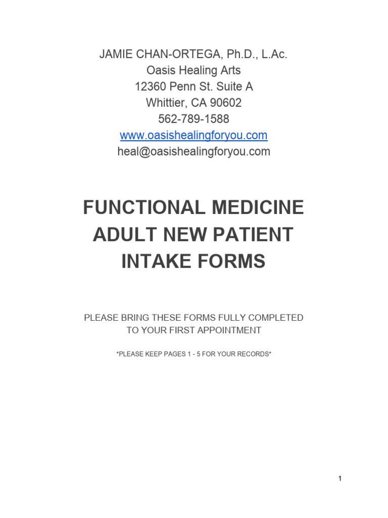 Functional Medicine New Patient Forms | PDF | Healthy Diet | Credit Card