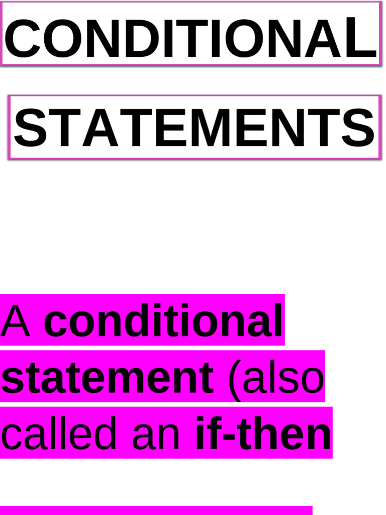 CONDITIONAL STATEMENT | PDF