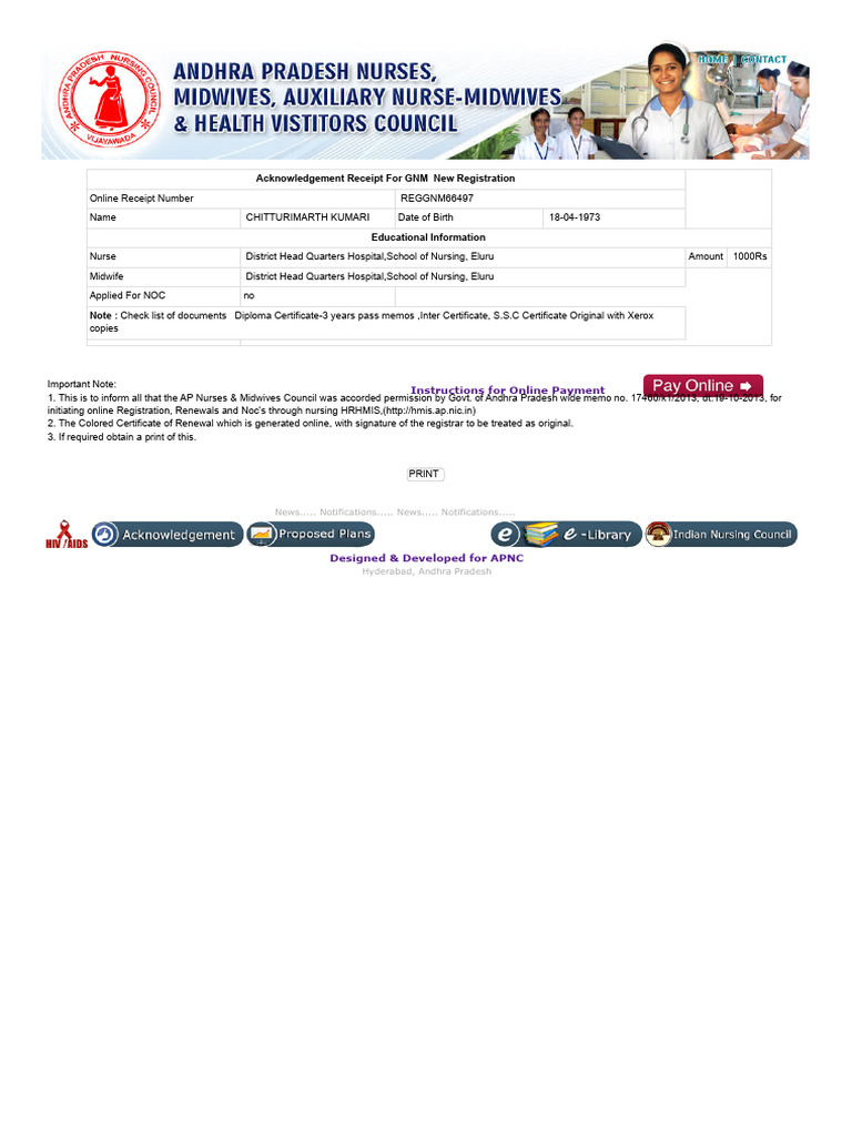 AP Nursing Council Renewal Process | PDF