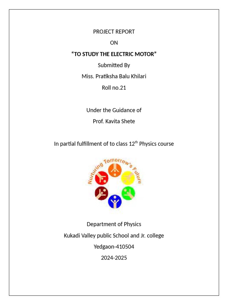 Study of Electric Motor Project Report | PDF