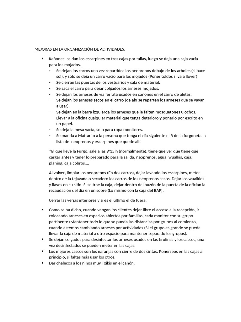 Mejoras en La Organización de Actividades | PDF