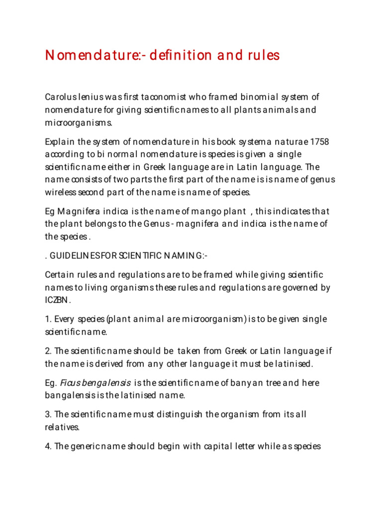 Binomial Nomenclature | PDF