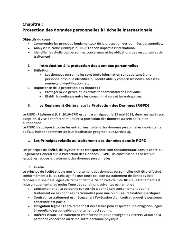 Protection des données personnelles et RGPD | PDF | Vie privée et ...