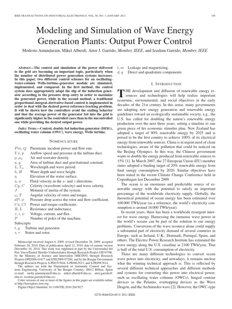 Wave Energy Generation Control Systems | PDF | Turbine | Waves