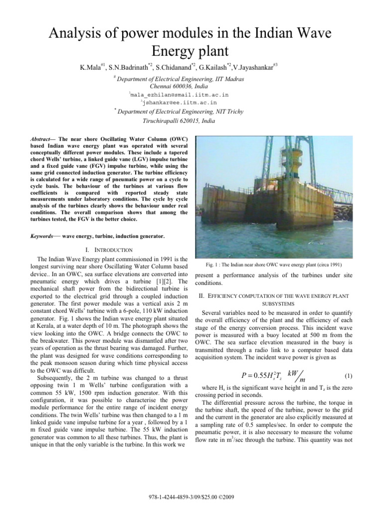 2009 Analysis of Power Modules in The Indian Wave | PDF | Turbine ...