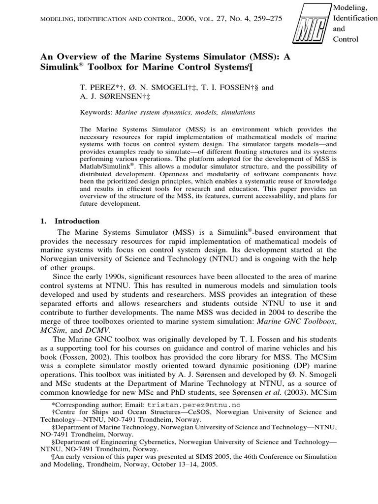 Marine Systems Simulator Overview | PDF | Velocity | Force