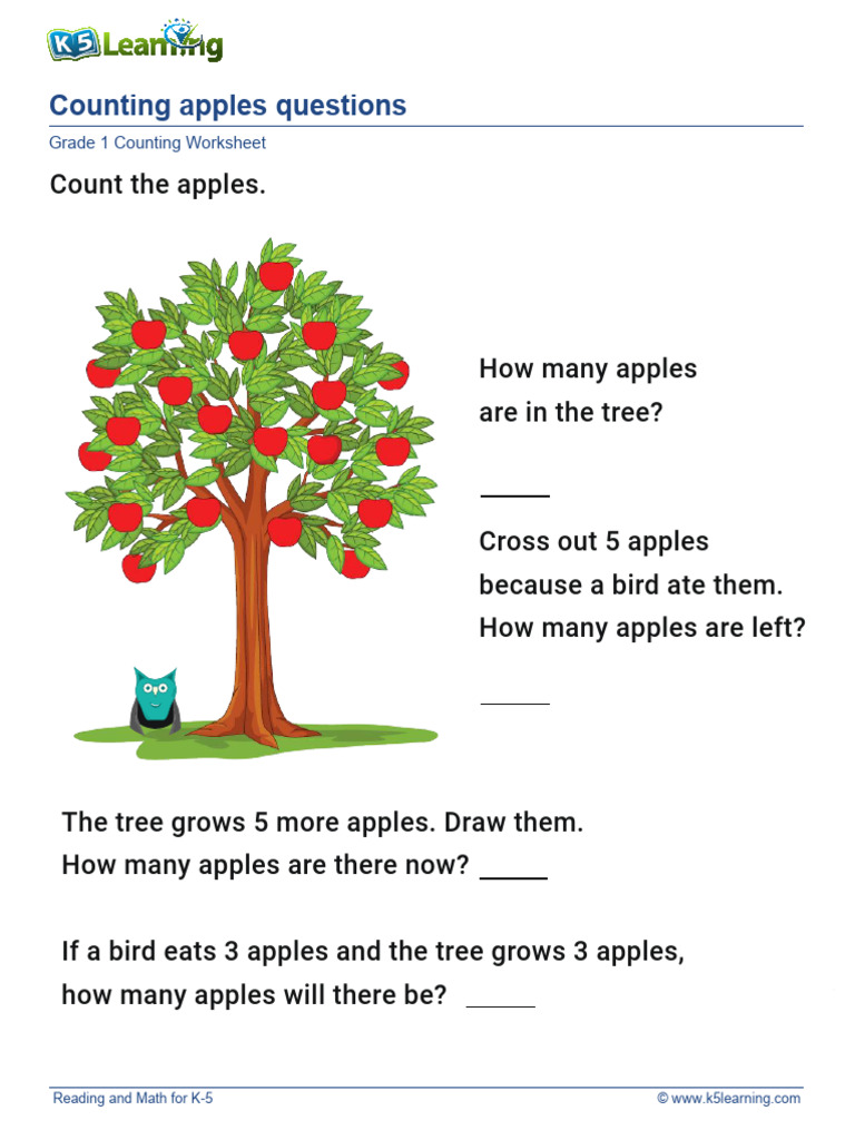 Grade 1 Apple Counting Worksheet | PDF