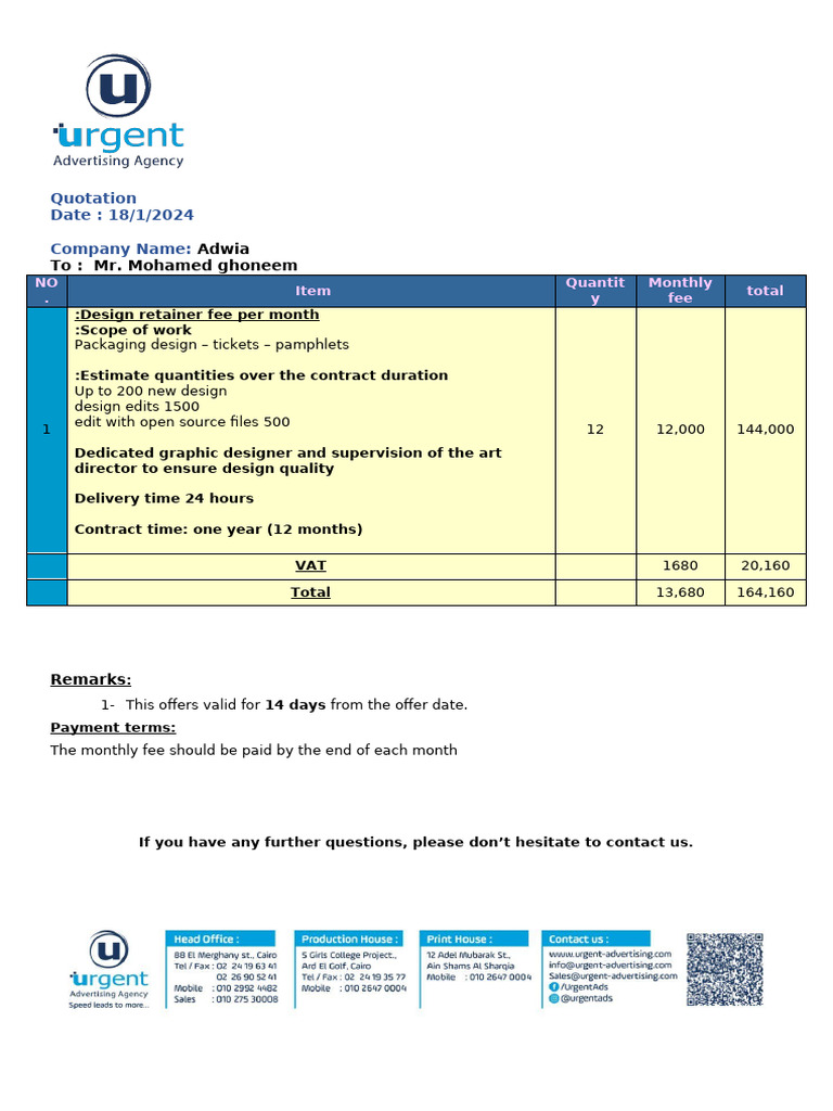 Design Services Quotation | PDF