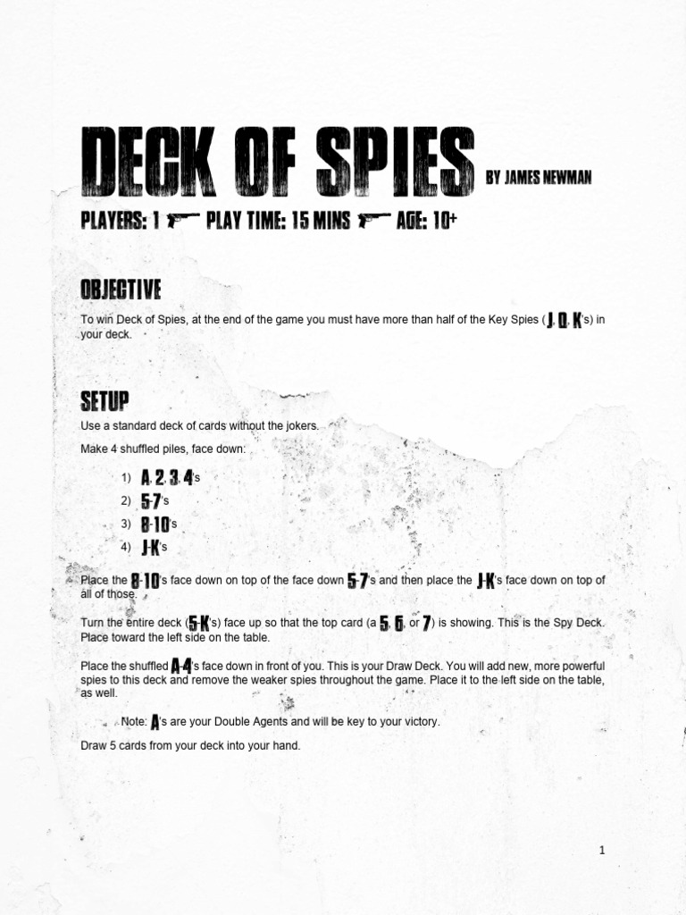 Deck of Spies Game Rules | PDF | Playing Cards | Board Games