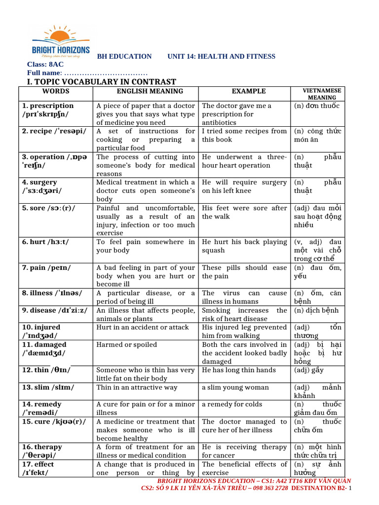 B2 Unit 14 Health and Fitness | PDF | Surgery | Medicine