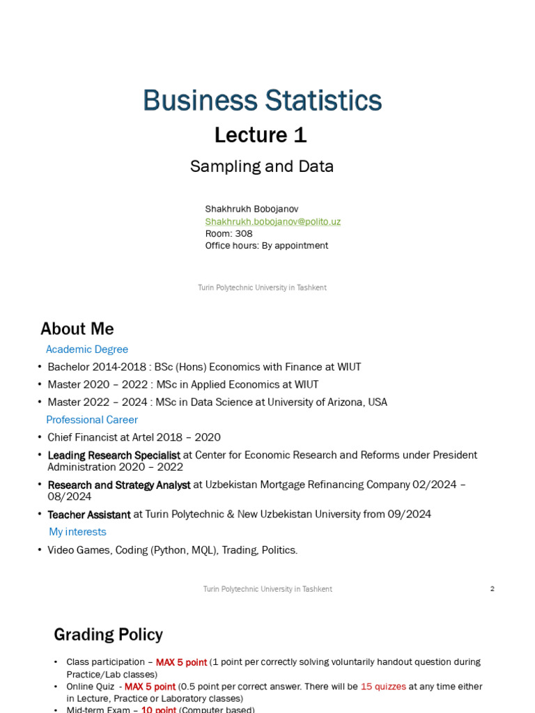 Lecture 1. Data and Sampling | PDF | Sampling (Statistics) | Statistics