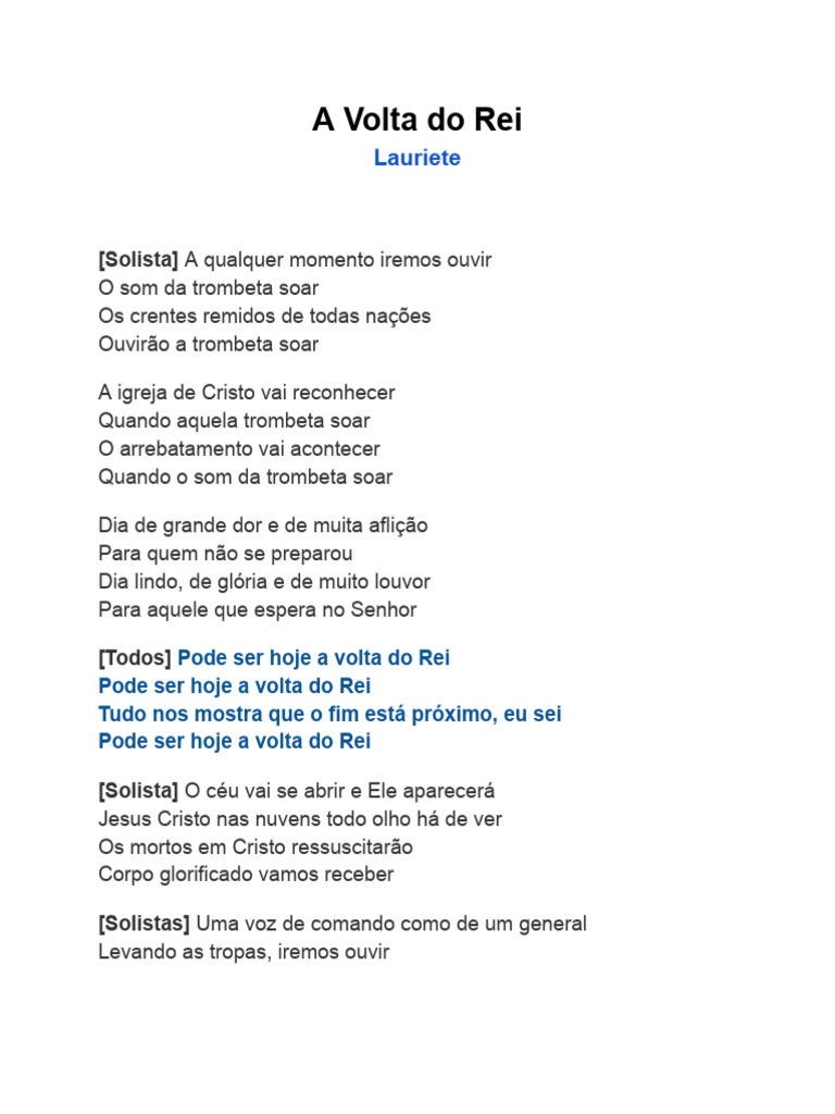 A Volta do Rei - Lauriete | PDF