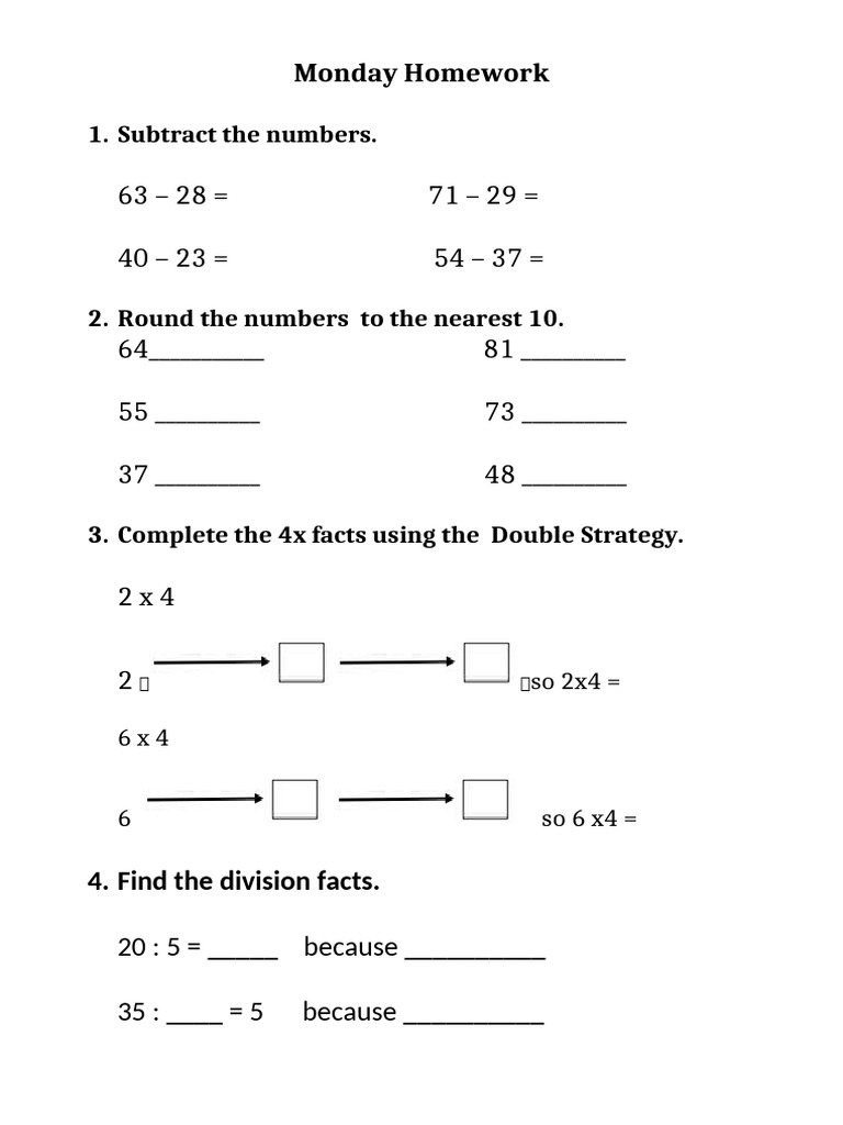 Monday Homework | PDF