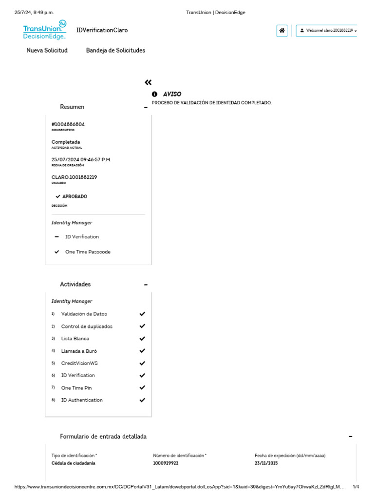 TransUnion - DecisionEdge JEFFERSON JULIAN PINA RABON | PDF ...