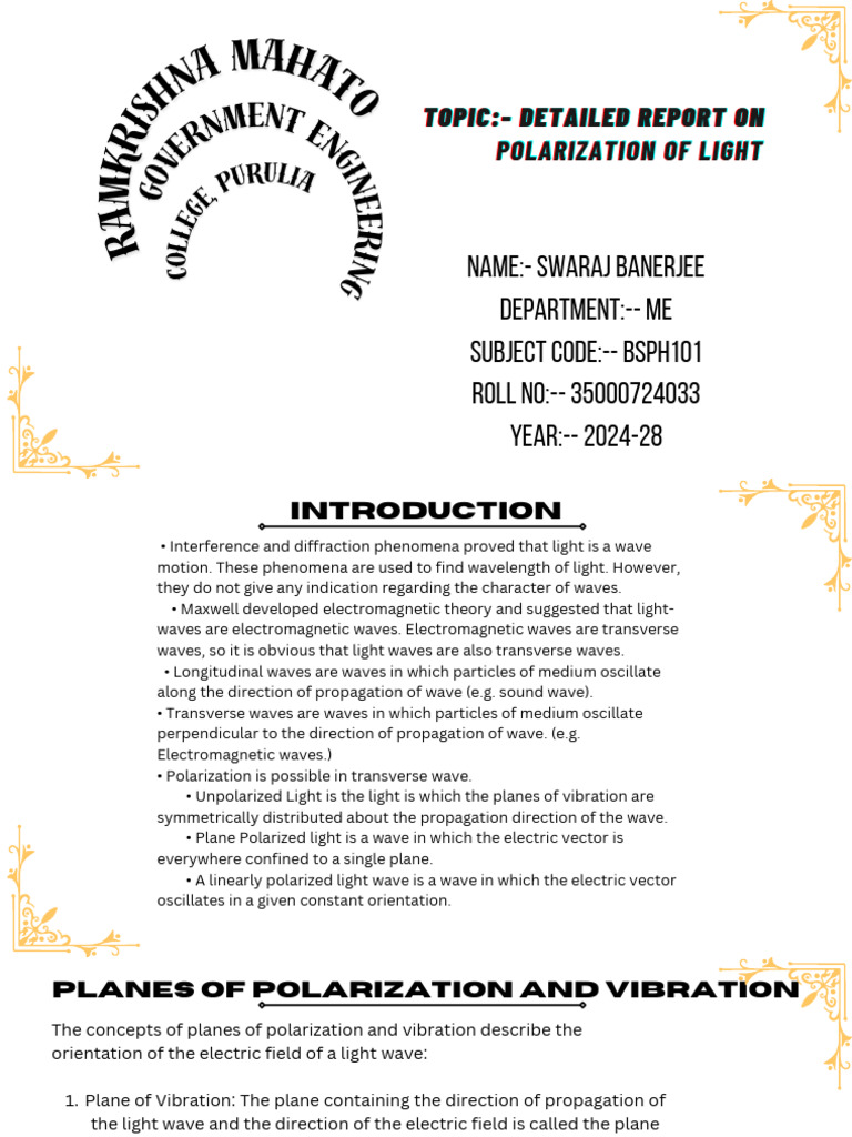 Polarization Of Light Pdf Polarization Waves Waves