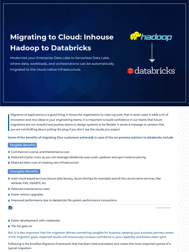 Migrating To Cloud: Inhouse Hadoop To Databricks | PDF | Cloud ...
