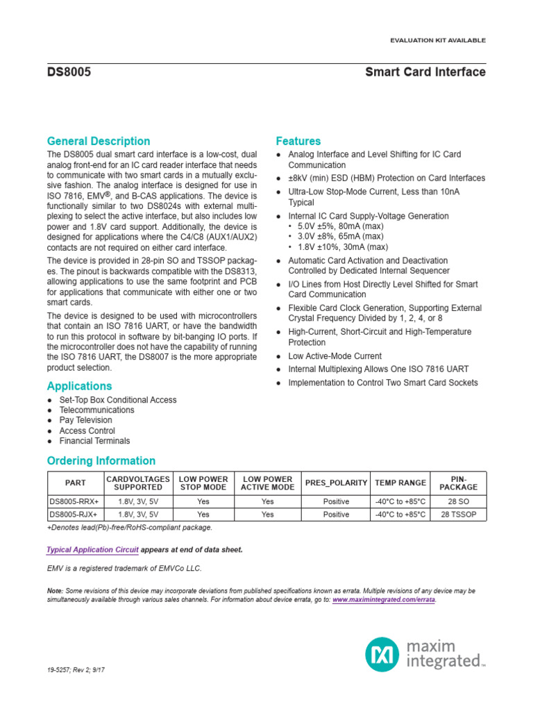DS8005 (1) | PDF | Smart Card | Emv