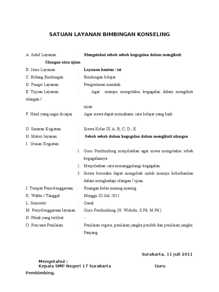 Satuan Layanan Bk Kelas Ix Smp Doc Sat Lan Ix Wdd