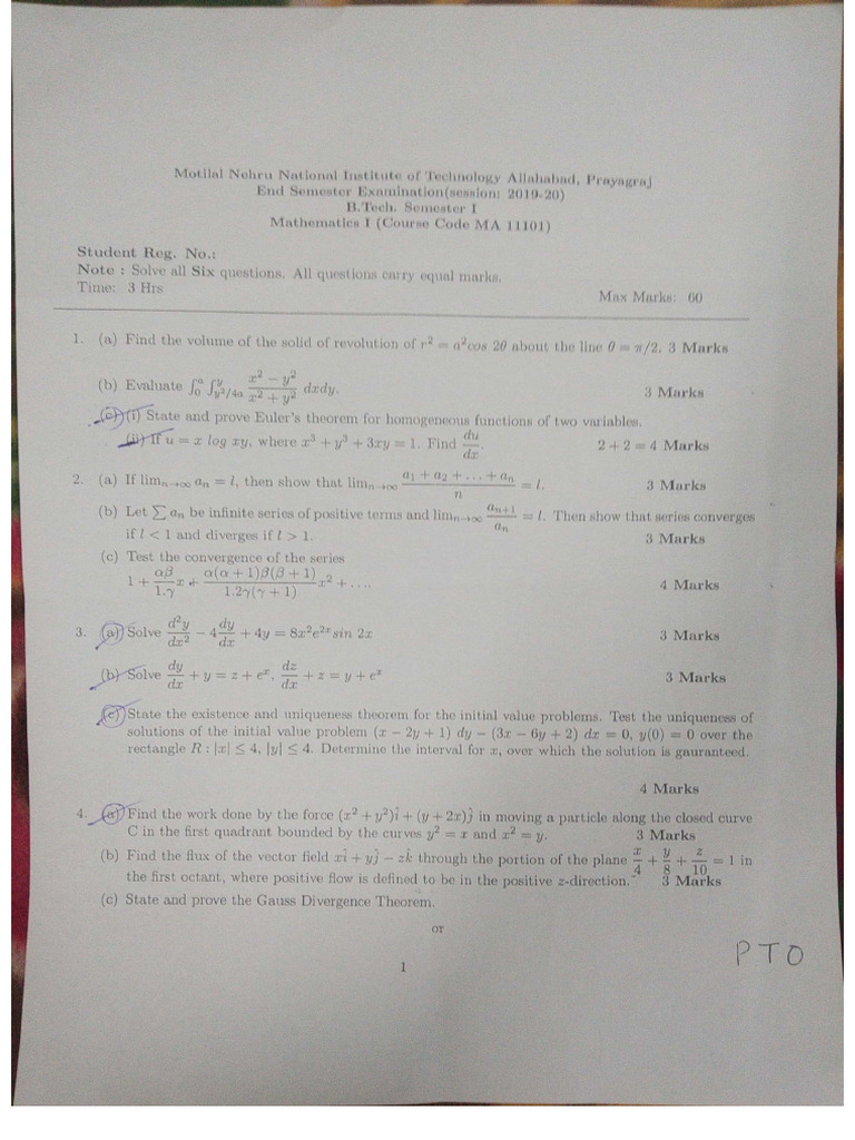 Maths 1 End Sem | PDF