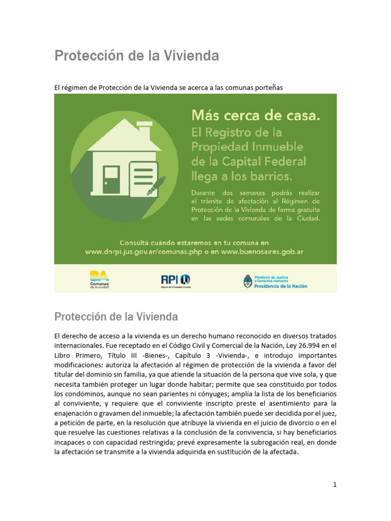 Régimen de Protección de la Vivienda | PDF | Propiedad | Divorcio