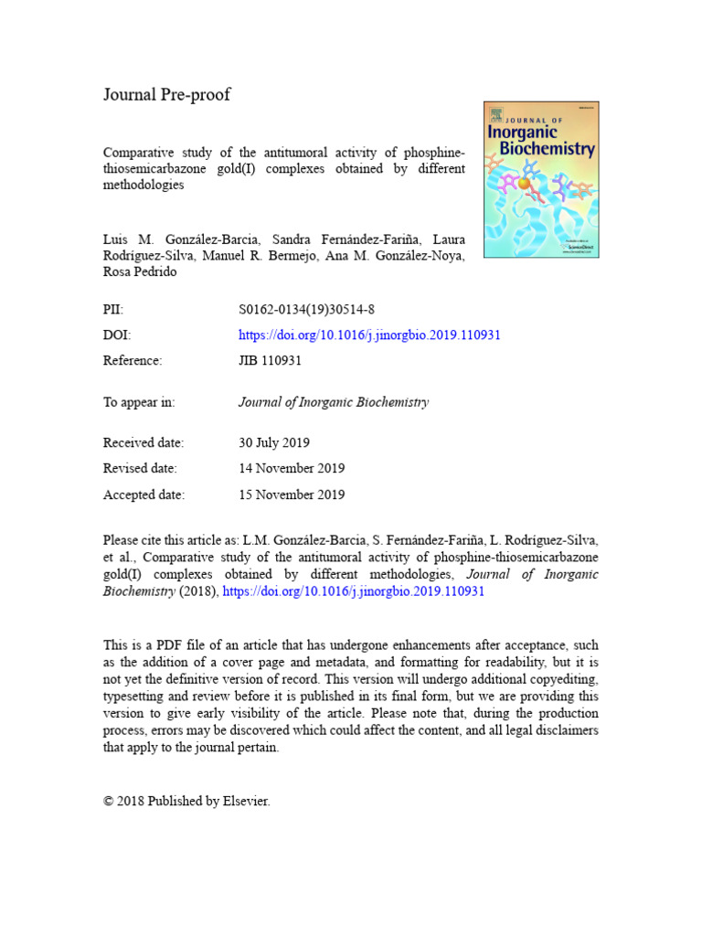 10 1016@j Jinorgbio 2019 110931 | PDF | Coordination Complex | Apoptosis