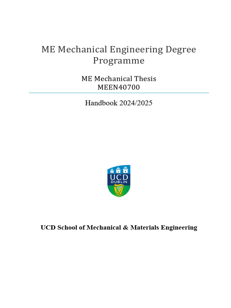 ME Mechanical Thesis Handbook 2425 | PDF | Thesis | Plagiarism