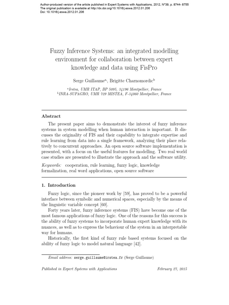Fuzzy Inference Systems for Data-Driven Modelling | PDF | Fuzzy Logic ...