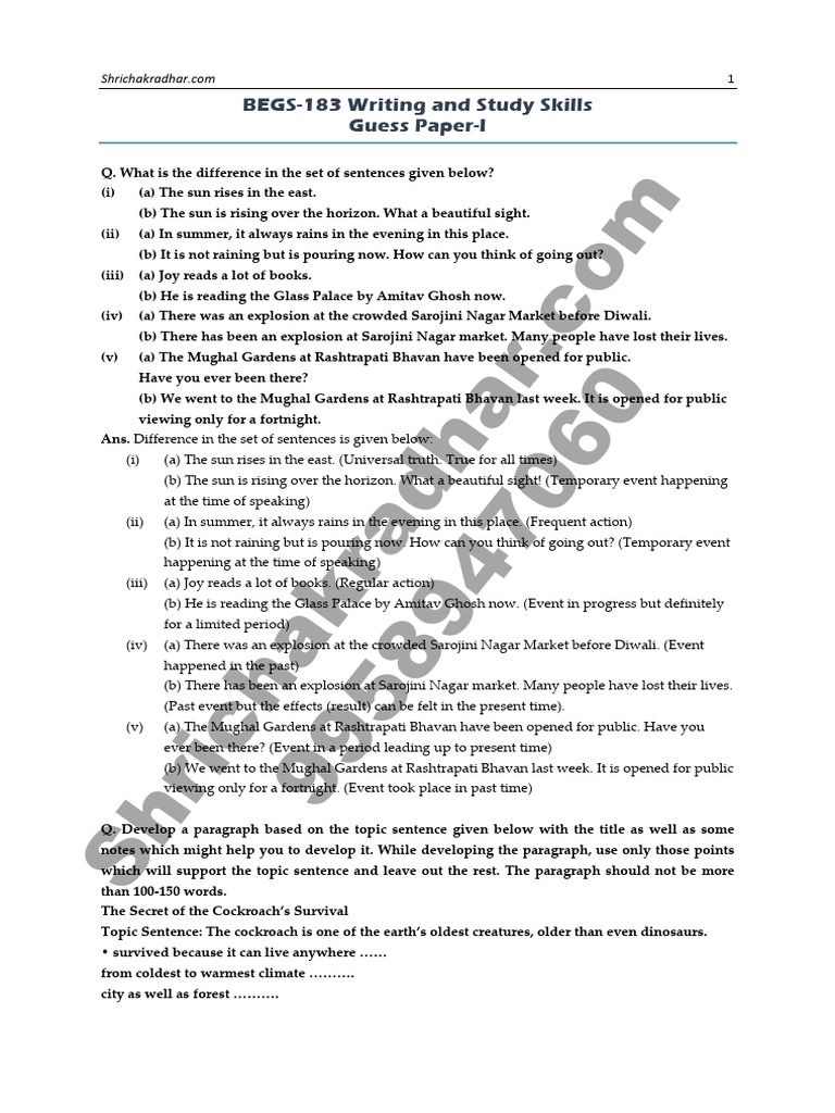 BEGS-183 Writing Skills Guess Paper | PDF | Argument | Critical Thinking