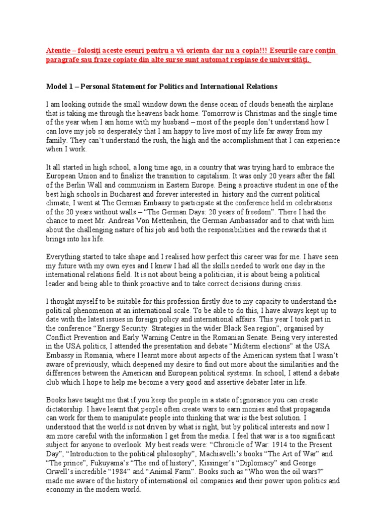 Modele Personal Statement Earth Psychology & Cognitive Science