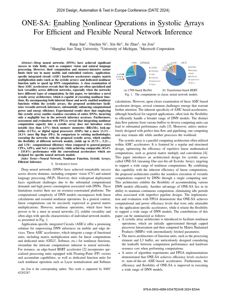 ONE-SA Enabling Nonlinear Operations in Systolic Arrays For Efficient ...