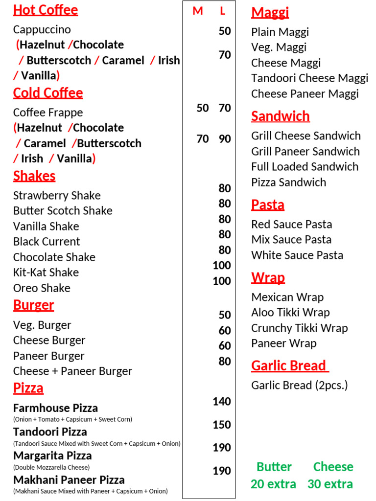 Menu gf cafe | PDF | Hamburgers | Sandwich