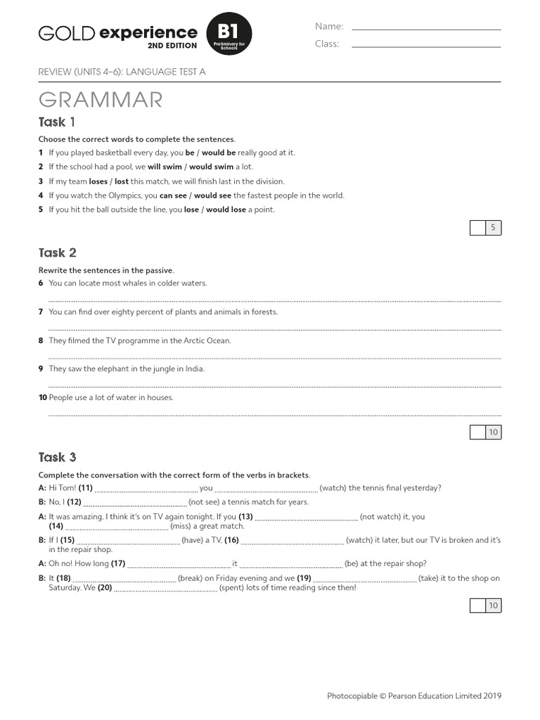 Gold Exp B1 U4to6 Review Lang Test A | PDF