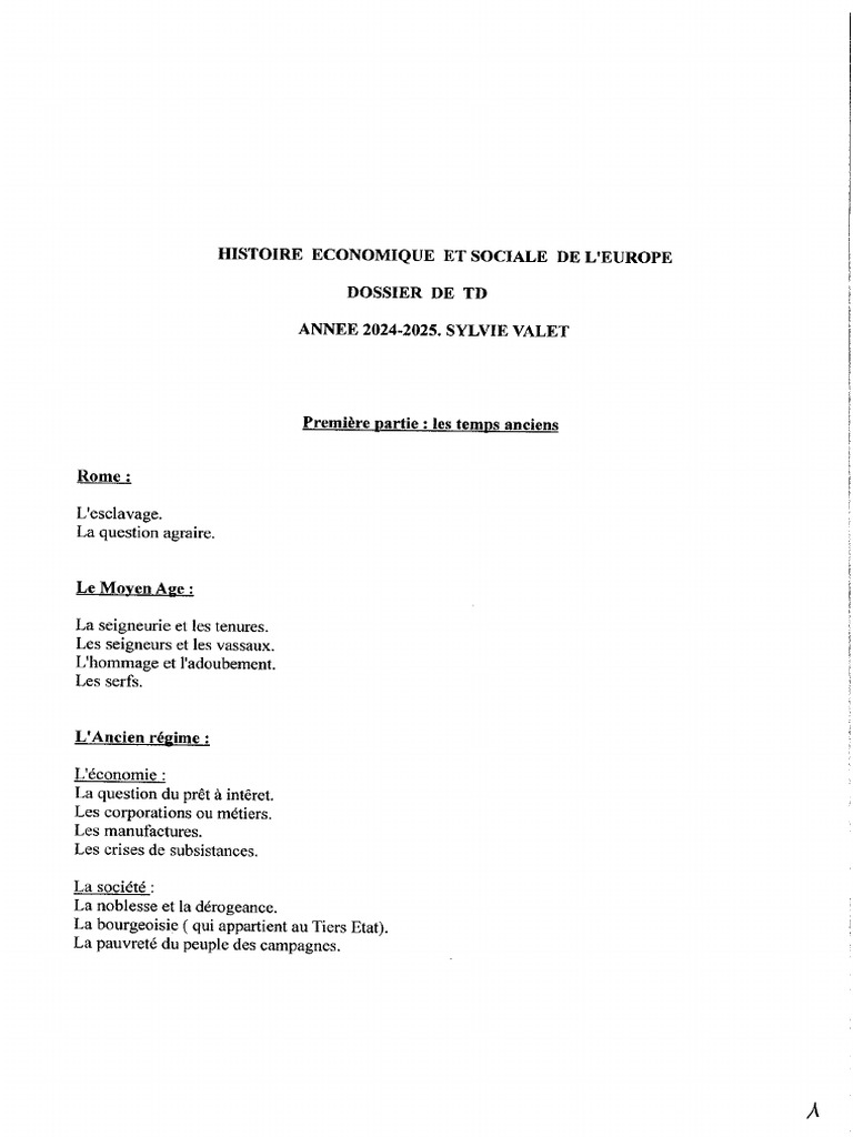 Histoire Economique Et Sociale de Leurope Dossier de TD | PDF