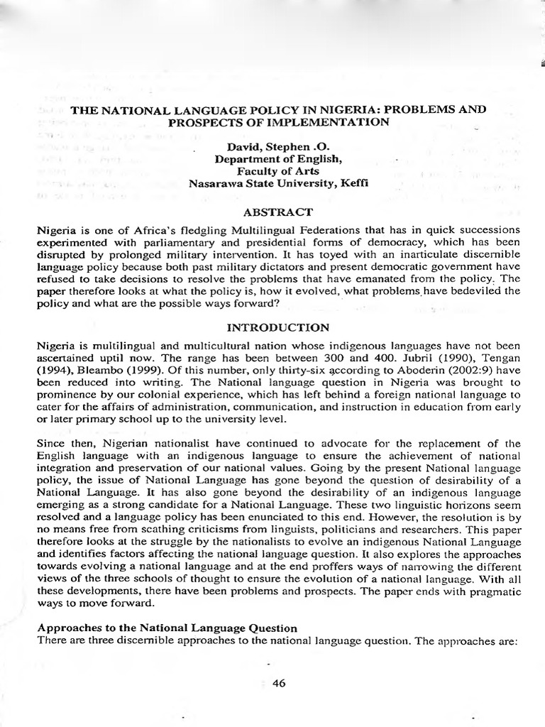 Nigeria's National Language Policy Challenges | PDF | Nigeria