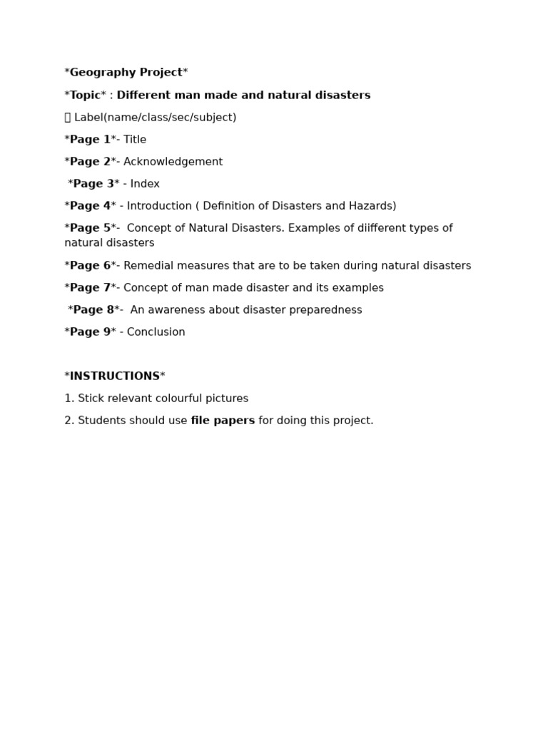 Geography Project on Disasters | PDF