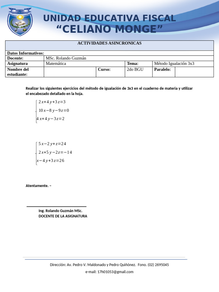 Actividades de Matemática 2do Bgu | PDF