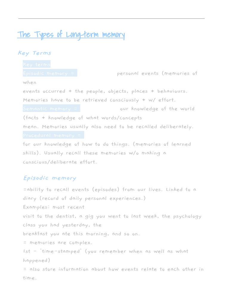 Types of LTM | PDF | Memory | Knowledge