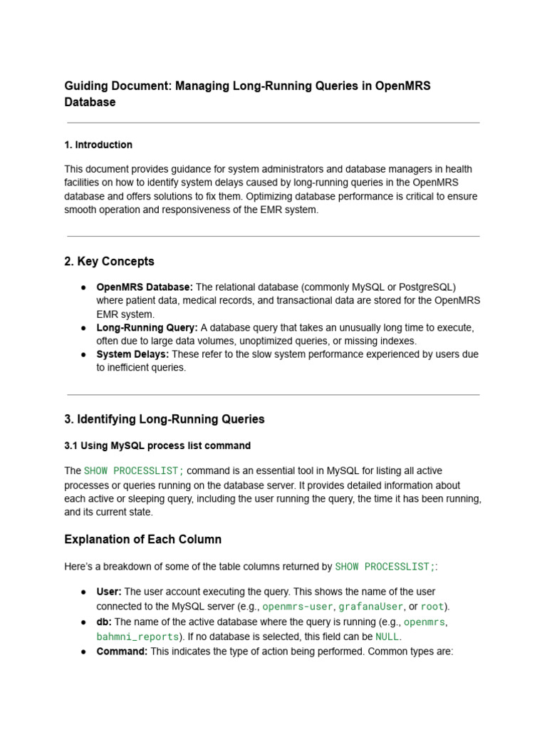 Guiding Document_ Managing Long-Running Queries | PDF | Databases ...