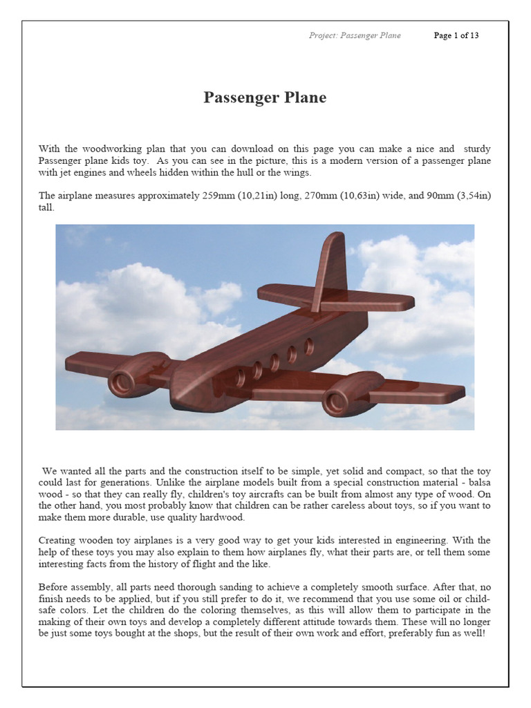 DIY Wooden Passenger Plane Toy Plans | PDF | Airplane | Aviation
