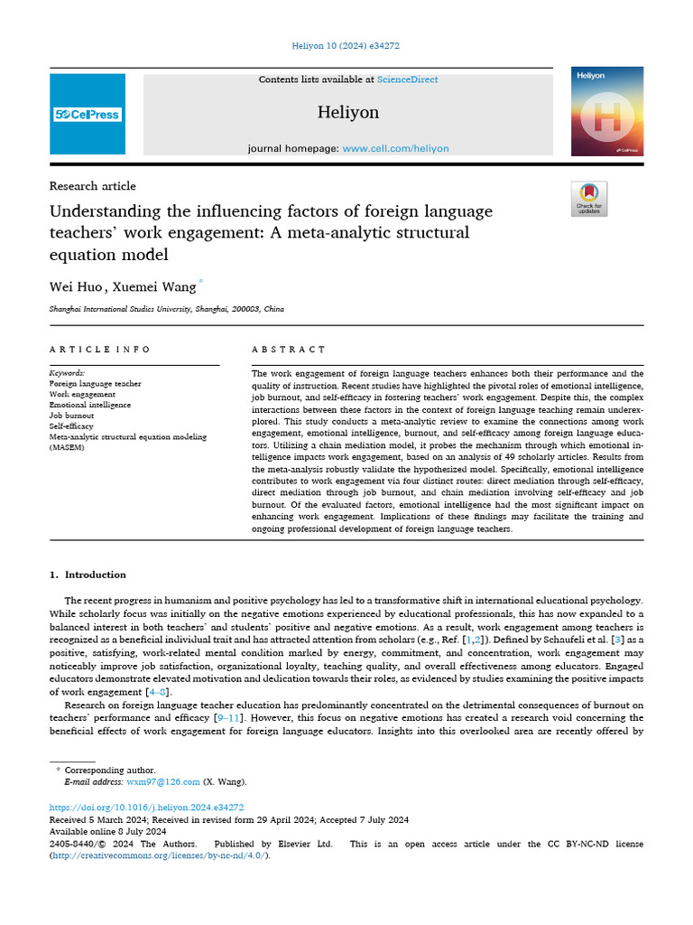 Understanding the influencing factors of foreign language teachers ...