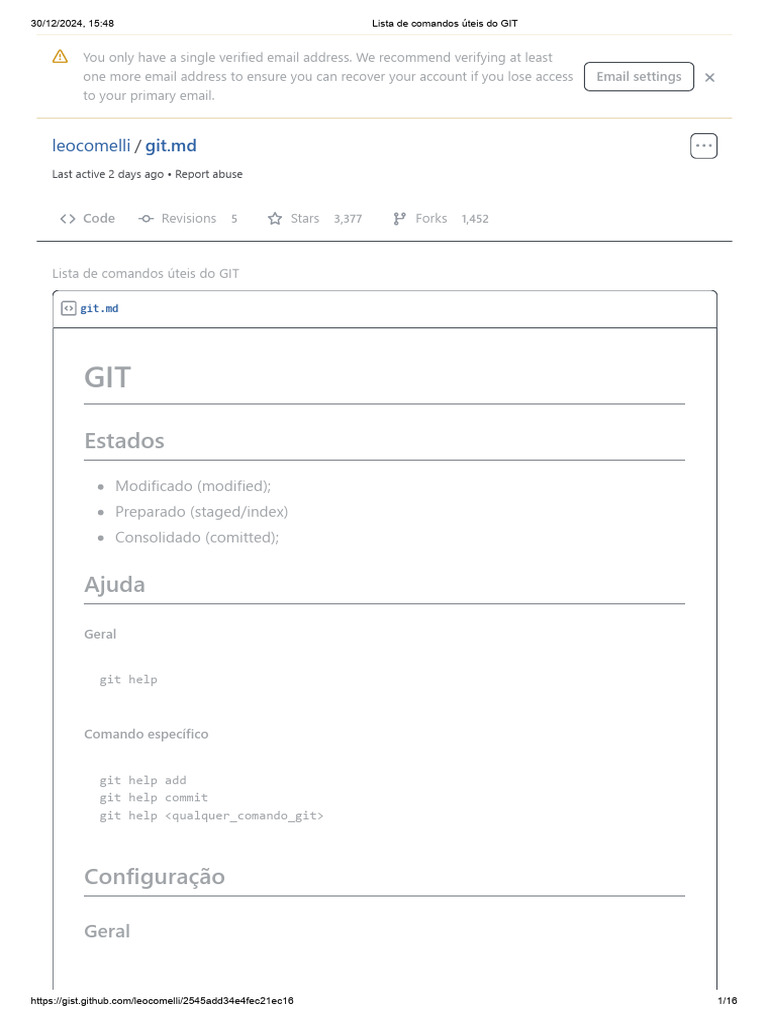 Comandos Essenciais do GIT | PDF | Arquivo de texto | Diretório ...