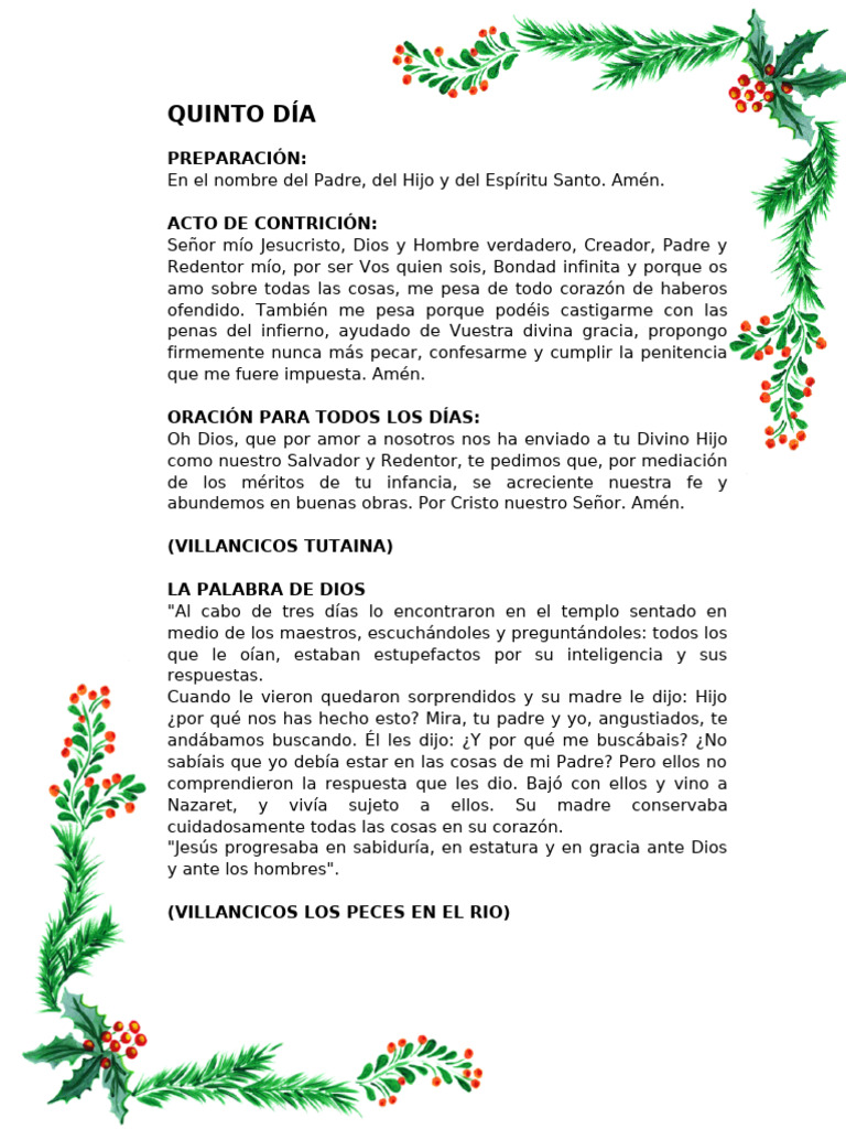 Quinto Día de la Novena de Navidad | PDF | María, madre de Jesús ...